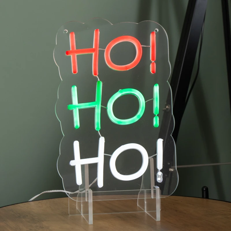 Image of 29cm Light up Hanging or Freestanding Christmas Ho Ho Ho Neon Sign