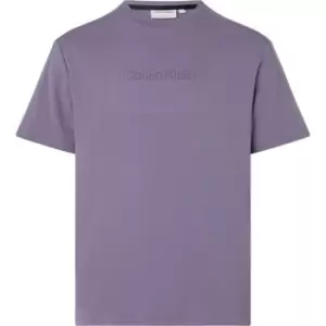 Image of CALVIN KLEIN Comfort Debossed Logo T-Shirt - Purple