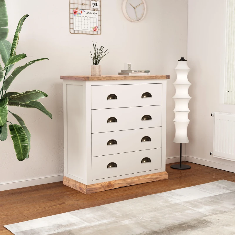 Image of Cabinet Bits Tropea 4 Drawer Chest of Drawers Brass Cup Handle in Off-White Off-White Unisex