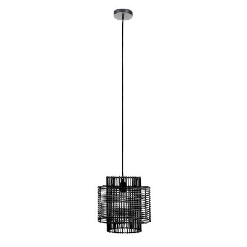 Image of Orsina Black Rattan Overlapping Pendant Lamp, Eco-Friendly Rattan Pendant Light, Durable Hanging Rattan Lamp