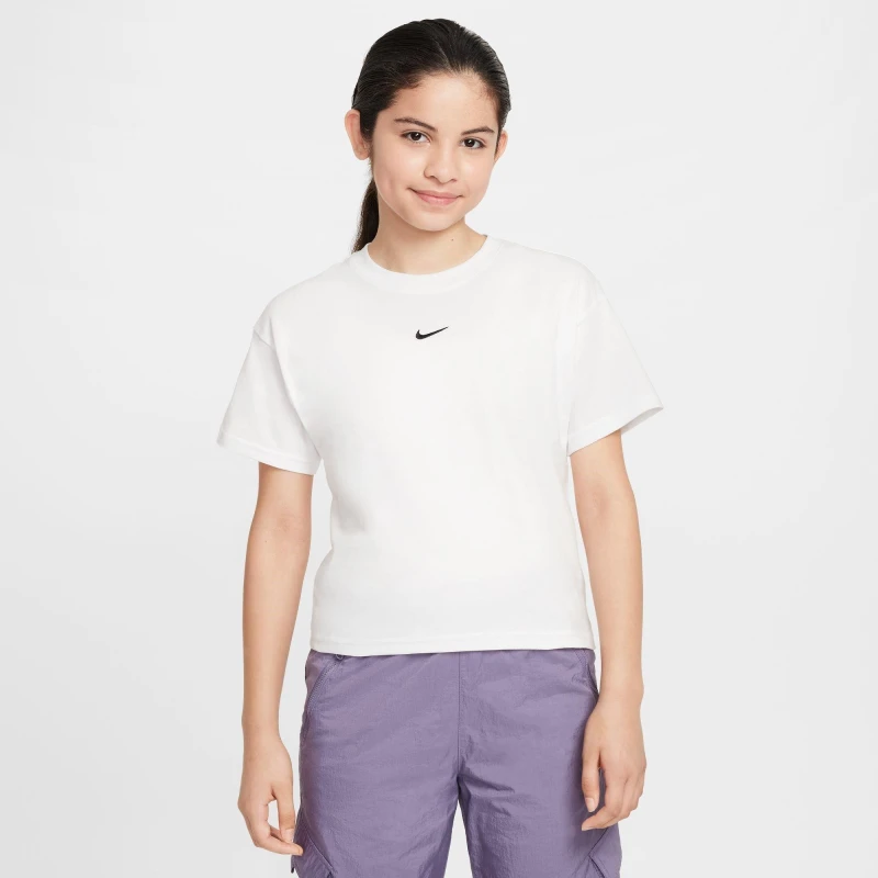 Image of Nike Sportswear Big Kids (Girls') T-Shirt White/Black female 5-6 (XS)