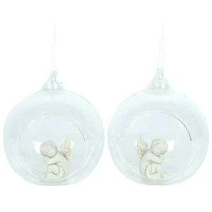 Image of Cherub in Hanging Glass Ball Pack Of 4