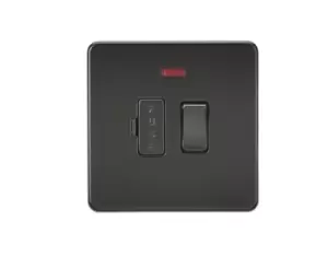 Image of KnightsBridge Screwless 13A Switched Fused Spur Unit with Neon - Matt Black