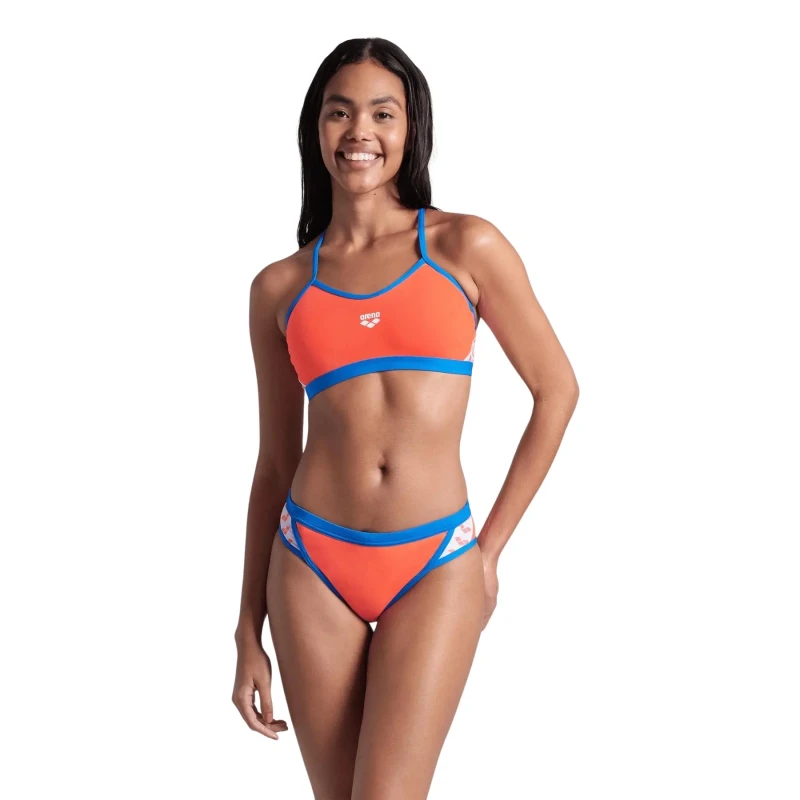 Image of 2 Piece swimsuit For Her Arena Icons Cross Back Solid Orange Female 40