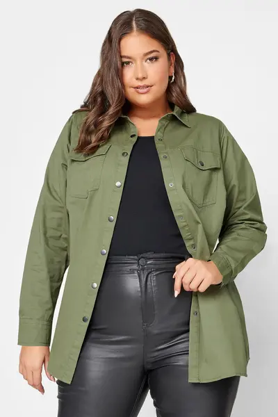 Image of Yours Utility Shacket Green