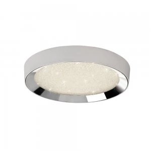 Image of Flush Ceiling Light 65cm Round 40W LED 3000-6500K Tuneable, 3200lm, Remote Control Chrome, Acrylic