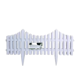 Image of 33cm 4 Piece Set White Wood Effect Picket Fence Garden Edging