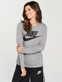 Image of Nike Sportswear Essential LS HBR Top Grey Heather Grey Heather Size L Women