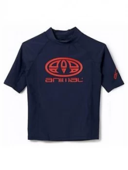 Image of Animal Boys Hiltern Short Sleeve Rash Vest - Navy