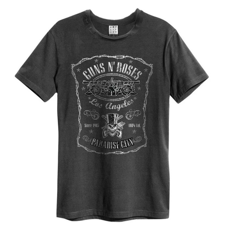 Image of Amplified Amplified Men Paradise City Guns N Roses T-Shirt in Charcoal Size: Small Charcoal S Male 5063470005642