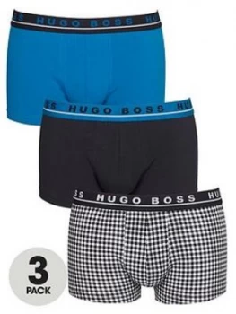 Image of Hugo Boss 3 Pack One Design Trunks Navy/Check/Black Size M Men