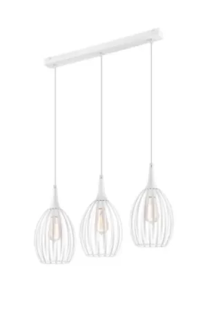 Image of Vincent Wire Frame Pendant Ceiling Light White, 3x E27