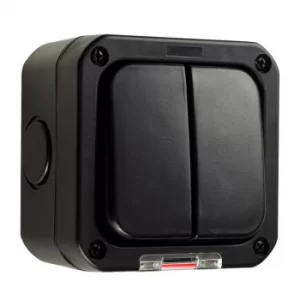 Image of Double IP66 2-Gang Outdoor Switch in Black