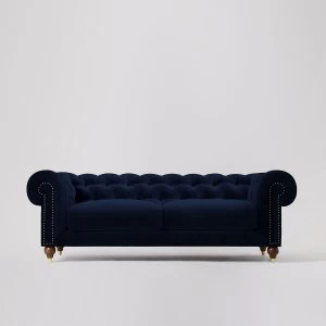 Image of Swoon Winston Velvet 3 Seater Sofa - 3 Seater - Ink