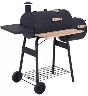 Image of Outsunny Portable Charcoal BBQ Grill Steel Offset Smoker Combo Backyard
