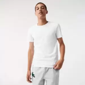 Image of Lacoste Mens Crew Neck Cotton T-Shirt 3 Pack Size 5 - L White / Grey Chine / Black