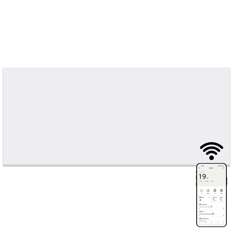 Image of MYLEK Electric Panel Heater WIFI App Controlled Slimline White IPX4 1.5kW White Unisex