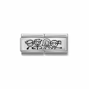 Image of Classic Double Engraved Steel Silver Custom Boy Girl Family Link 330710/36