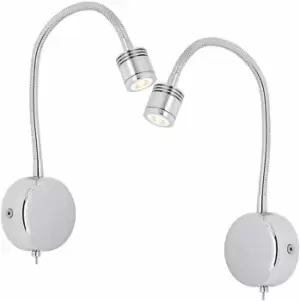 Image of 2 PACK 130mm Mini Round Wall Light - Adjustable - 1W Cool White LED - Chrome