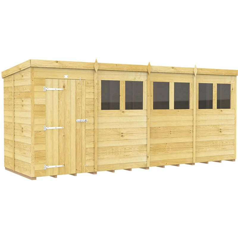 Image of Flat Pack Sheds DIY Sheds 16 x 5 Pent Shed, Brown 16X5PFF