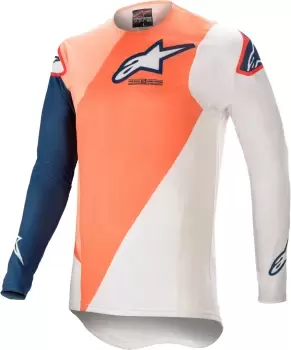 Image of Alpinestars Supertech Blaze Motocross Jersey, white-blue-orange, Size 2XL, white-blue-orange, Size 2XL