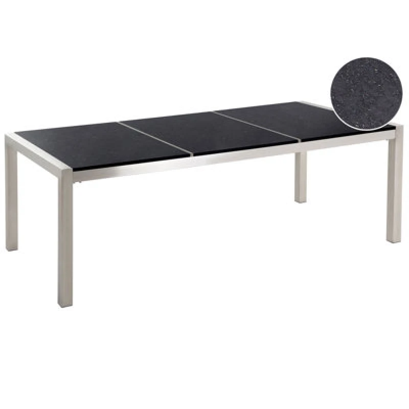 Image of Beliani Garden Dining Table Grosseto 220 Cm 100 Cm Polished Granite Black