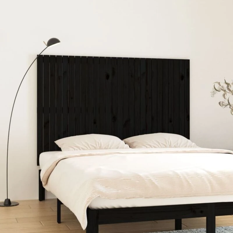 Image of Vidaxl Wall Headboard Black 166X3X110 Cm Solid Wood Pine, Black 824962