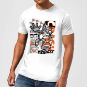 Image of Crash Bandicoot High Four Mens T-Shirt - White - 4XL