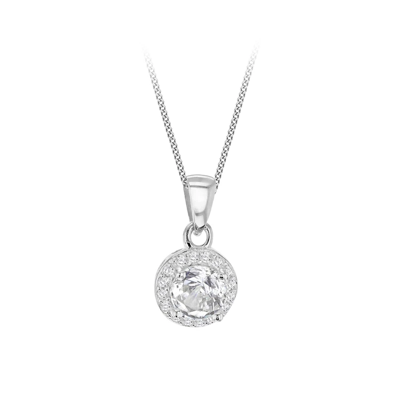 Image of Be You Sterling Silver CZ Halo Necklace Silver female 18inch