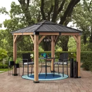 Image of Sunjoy Cedar wood Gazebo RAPI - 273cm x 273cm, Anthracite