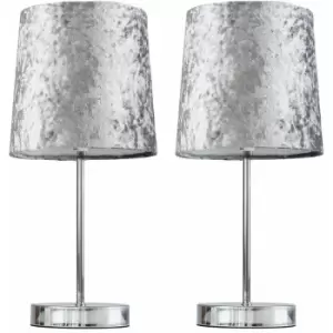 Image of Minisun - 2 x Chrome Table Lamps - Blue Velvet