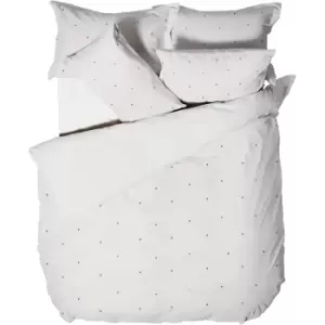 Image of The Linen Yard Strand Duvet Cover Set (Superking) (White/Grey)