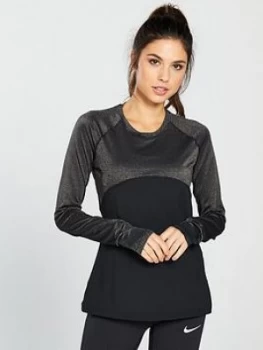 Image of Nike Training Long Sleeve Top BlackGold BlackGold Size M Women
