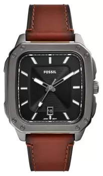 Image of Fossil FS5934 Mens Inscription Black Dial Brown Leather Watch