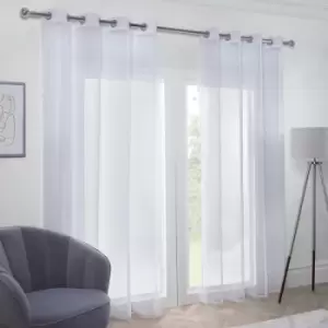 Image of Emma Barclay Aries Voile Eyelet Curtain Panel, White, 57 x 72 Inch