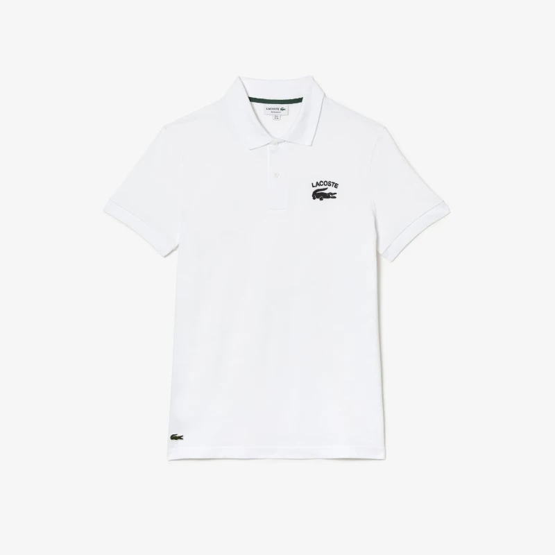 Image of Lacoste Regular Fit Branded Stretch Cotton Polo Shirt - White White S
