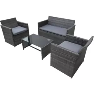 Image of Outsunny 4pc Patio Garden Rattan Wicker Sofa 2-Seater Loveseat Chair Table Grey