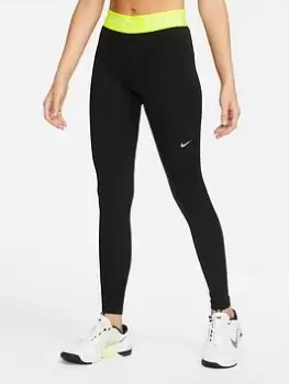 Image of Nike Pro 365 Tight Womens, Black/Volt/White, Male, Jeans, CZ9779-013