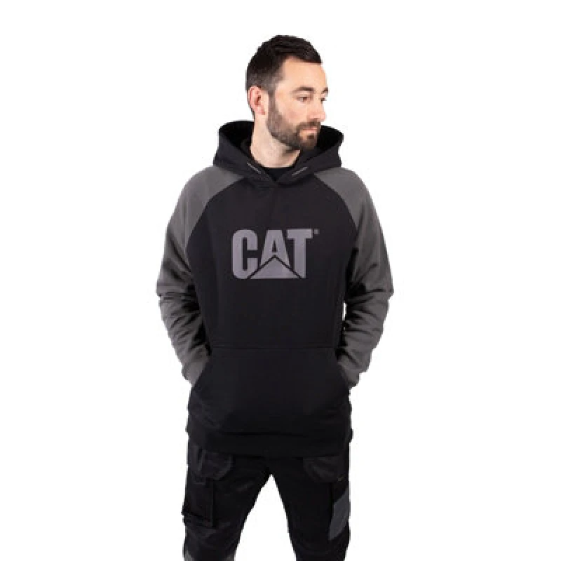 Image of Caterpillar Raglan Hooded Sweatshirt Black