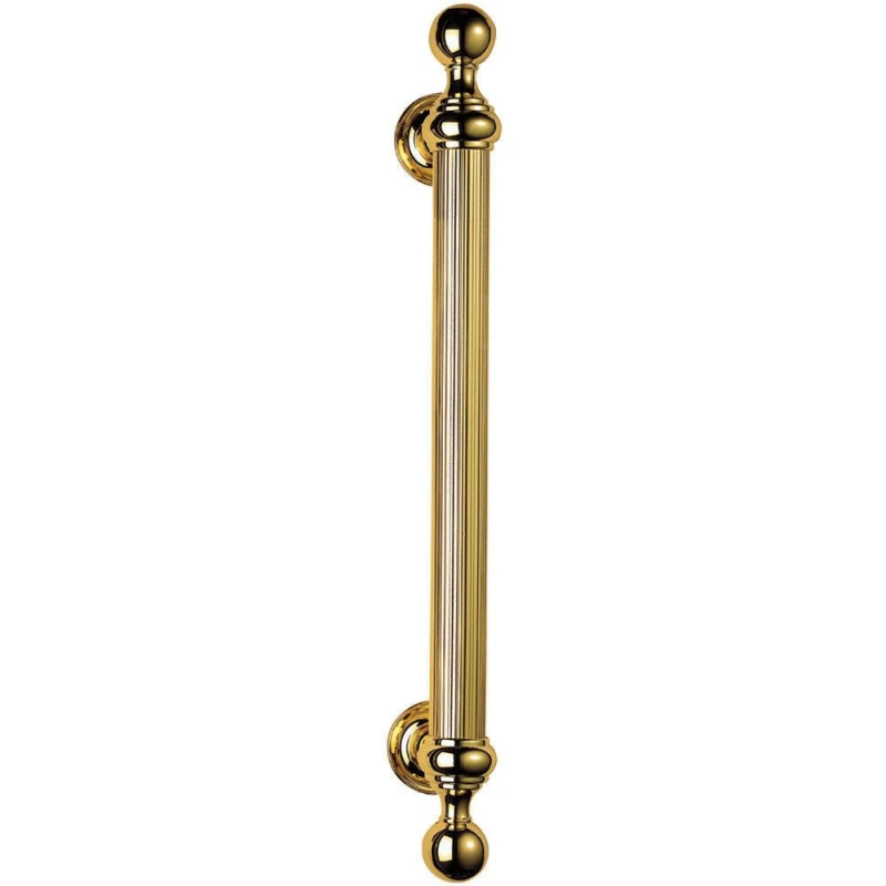 Image of Loops Ornate Pull Handle with Reeded Grip 353mm Fixing Centres Polished Brass Metallics unisex