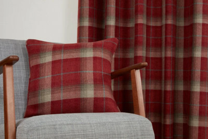 Image of Sundour Carnoustie Tartan Cushion - Red Red Cover Only