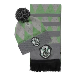 Image of HARRY POTTER Wizards Unite House of Slytherin Beanie & Scarf Giftset, Multi-colour (GS157624HPT)