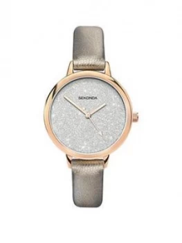 Image of Sekonda Sekonda Silver Glitter And Rose Gold Dial Silver Strap Ladies Watch