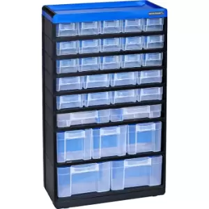 Image of EUROKRAFTpro VARIOPLUS PRO small parts cabinet, HxWxD 525 x 300 x 135 mm, 30 drawers, 30 dividers