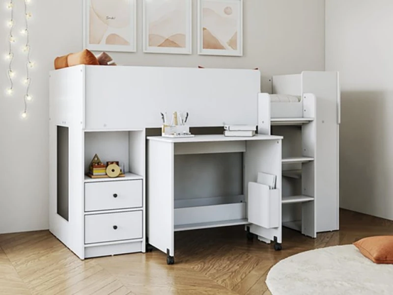 Image of Flintshire Marley White Wooden Mid Sleeper Bed - 3ft Single