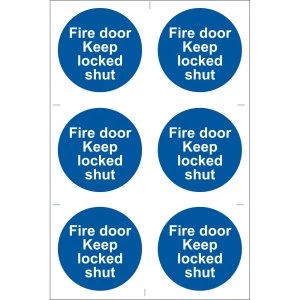 Image of Draper Fire Door Keep Locked Sign Pack of 6 100mm 100mm Standard