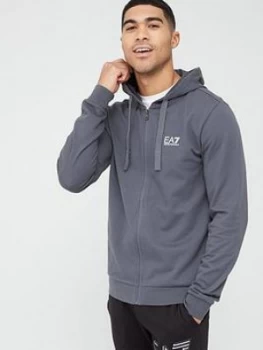 Image of Emporio Armani EA7 Core ID Logo Zip Through Hoodie Iron Gate Grey Size S Men