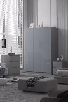 Image of Stora 3 Door Triple Wardrobe Large High Gloss Grey