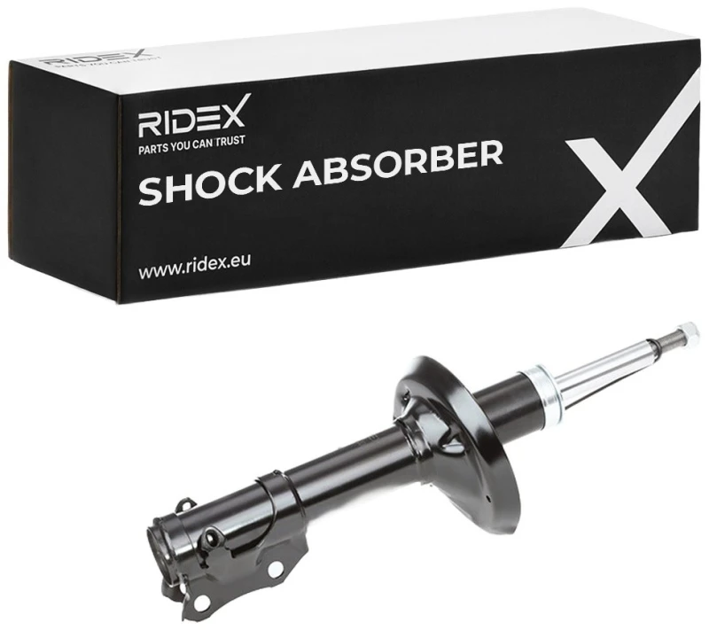 Image of RIDEX 854S0008 Shock absorber Front Axle, Gas Pressure, Suspension Strut, Bottom Clamp Shock Absorber (854)