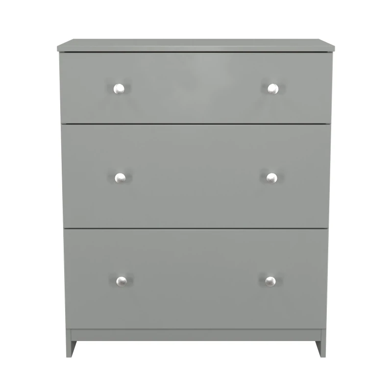 Image of Portland 3 Drawer Deep Chest Of Drawers In Uniform Grey & Dusk Grey (Ready Assembled)
